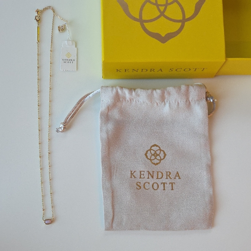 Kendra Scott Gold Necklace with Rose Stone